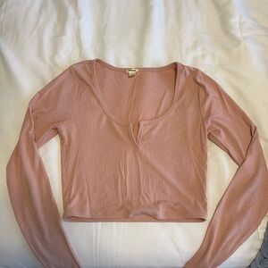 Garage Ribbed Dusty Pink Crop Top